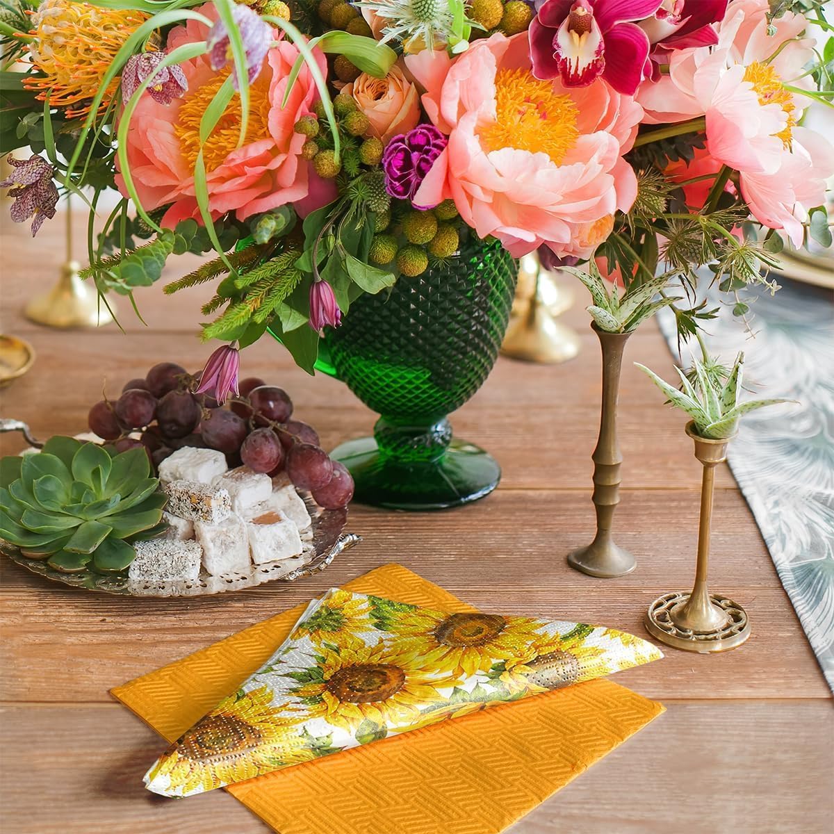 Dancing Sunflowers Coctail Napkins, 20 Count 13 Inch Colorful Napkins, Soft 3-Ply Decoupage Paper for Crafts Disposable Premium Soft Tissue Printed in Poland
