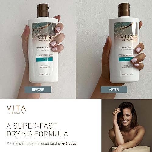 Miniatura 10 de Vita Liberata Clear Mousse for Natural Tan Looking Result, With Organic Botanicals, Fast drying, Hydrating Formula for Long Lasting Tan, 6.76 Oz