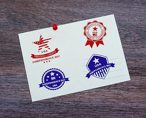 Miniatura 4 de Sellos transparentes de estrella de Estados Unidos para hacer tarjetas, sellos patrióticos de palabras del 4 de julio, sello de bandera