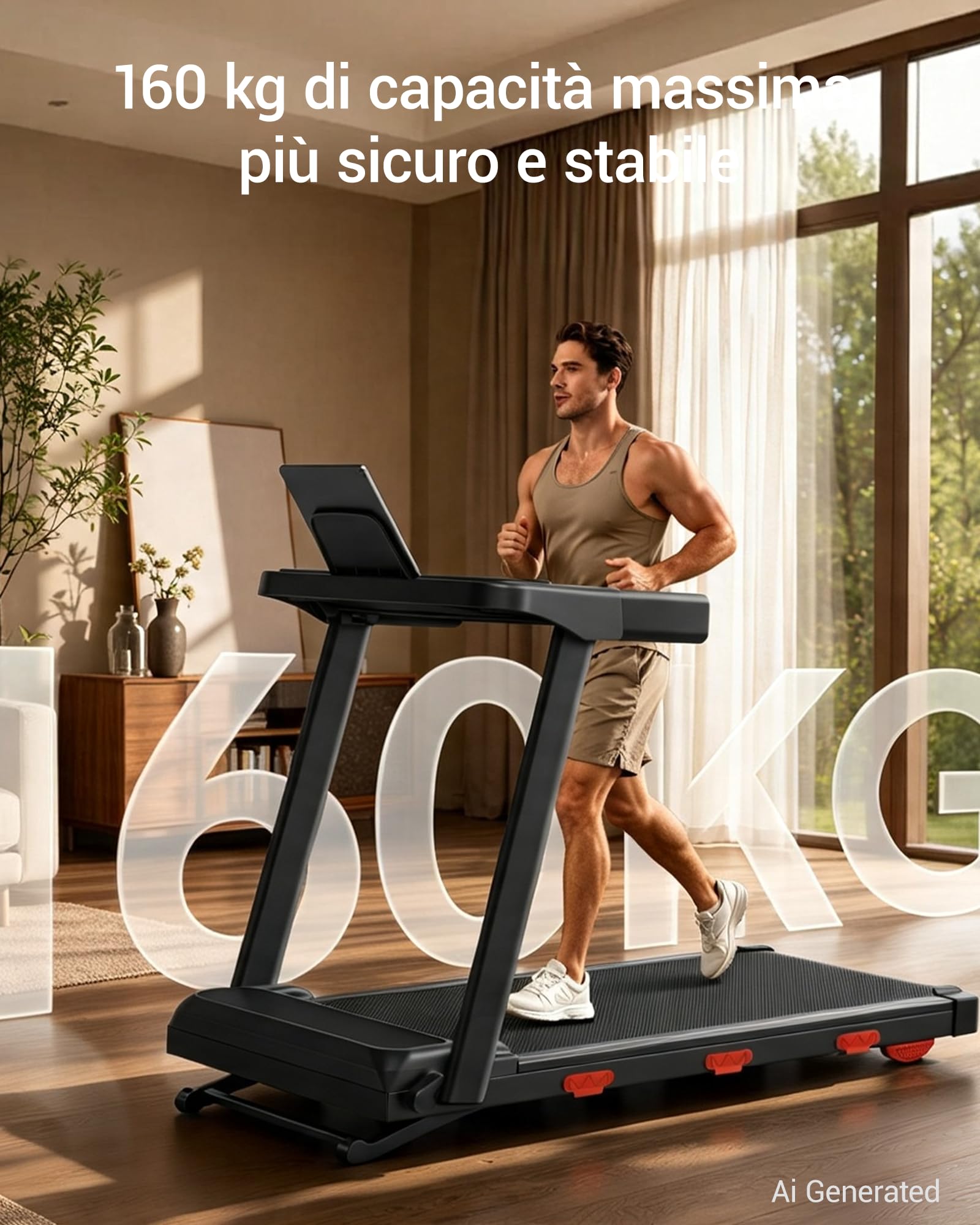 UMAY Tapis Roulant con Inclinazione 18% Automatica, 12KM/H, 160 KG | Tapis Roulant Elettrico, 3,0 HP Tapirulan Pieghevole per Casa e Ufficio
