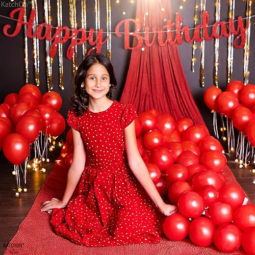 Miniatura 3 de KatchOn, Juego de globos de látex rojos, grande, paquete de 150 | Kit de guirnalda de globos rojos para decoraciones de graduación 2025,