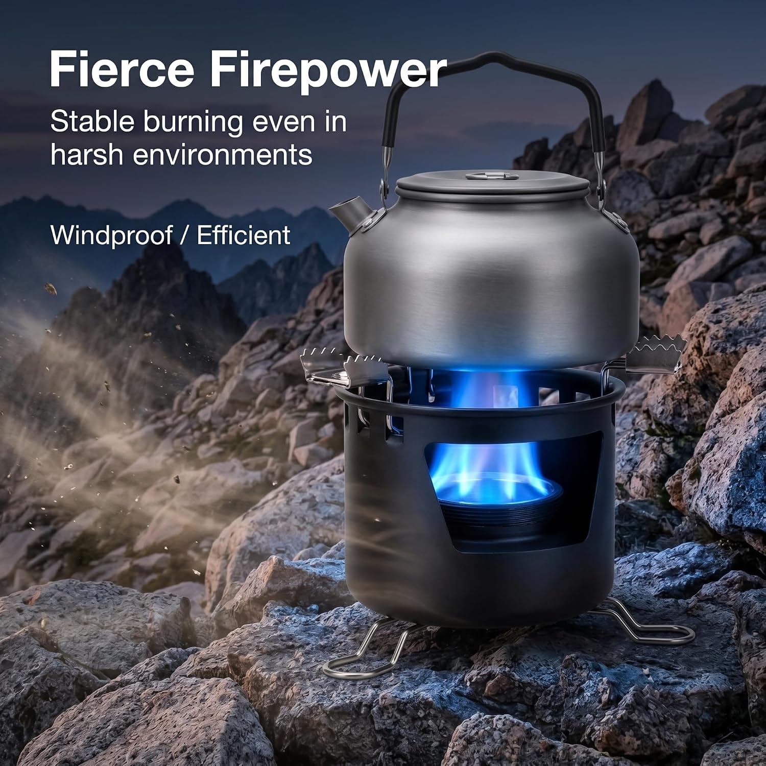 Mini Alcohol Stove, Stable Flame Fast Heating Portable Outdoor Spirit Burner with Semi-Enclosed Windproof Shield, Foldable Pot Stand, Lightweight Gear for Backpacking Hiking Survival image 4