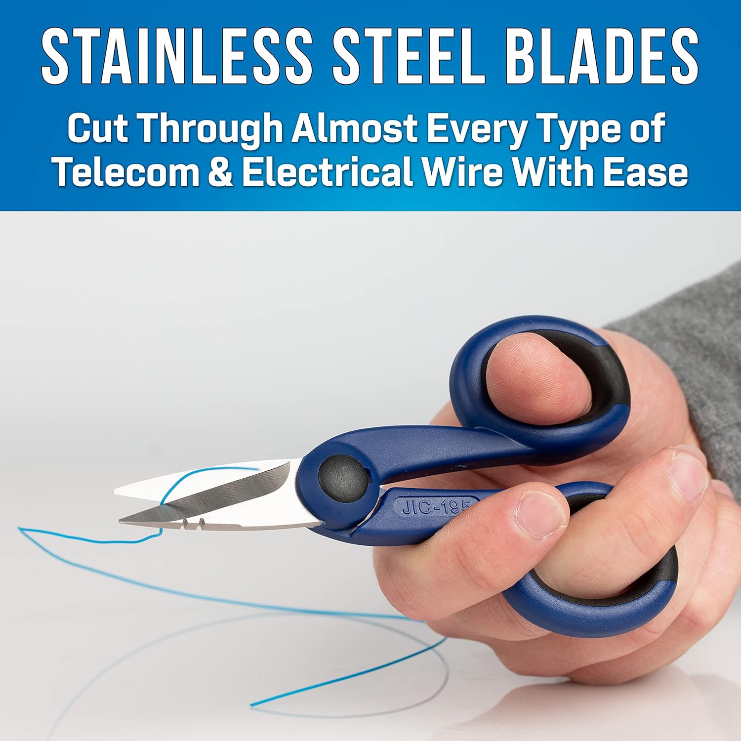 Jonard Tools TK-395 Communication Scissor & Pouch Kit with Stainless Steel Scissors and Molded Tool Pouch, Blue