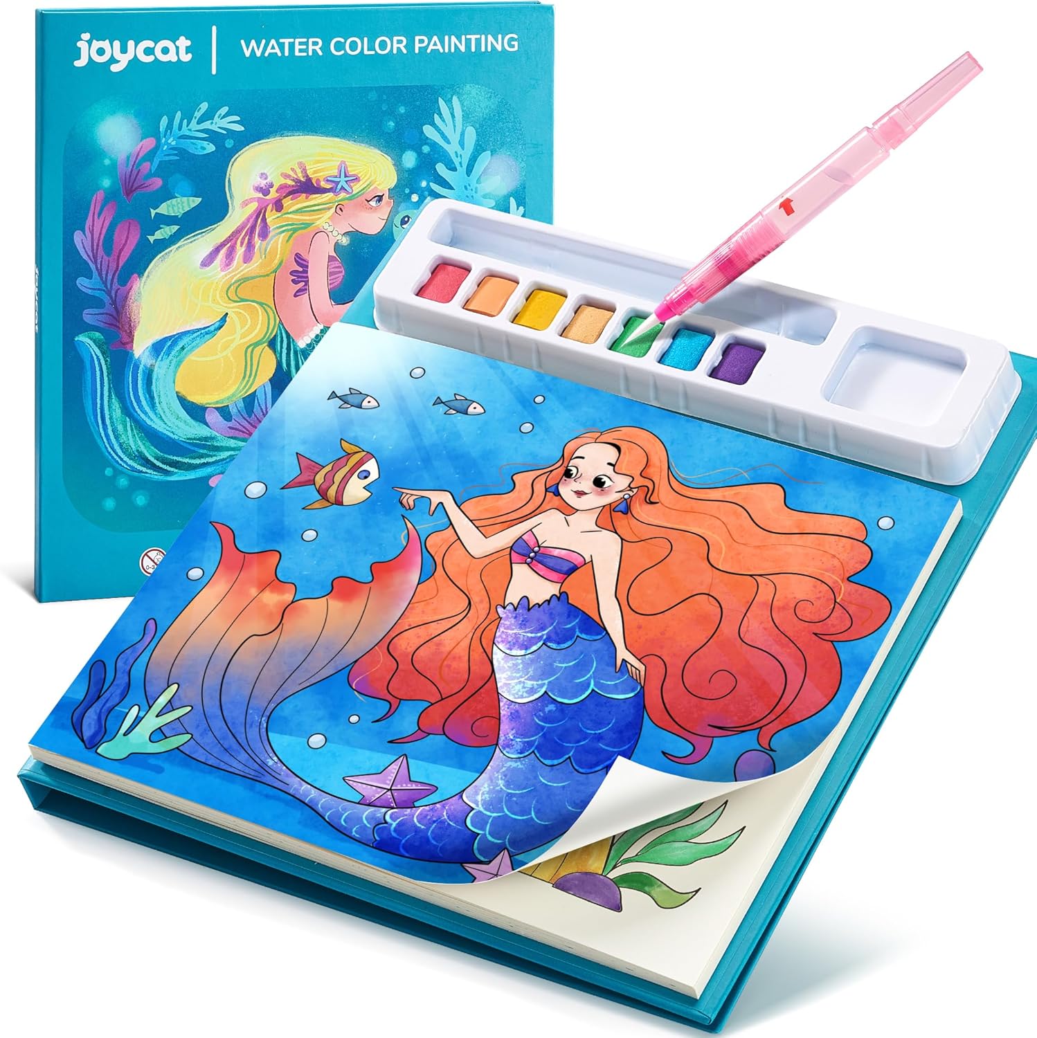 JoyCat Paint with Water Coloring Books for Toddlers, Watercolor Painting Sets for Kids Ages 3-5 4-8, Arts and Crafts Drawing Activities Toy Birthday Gift for Boys Girls (Ocean Princess)