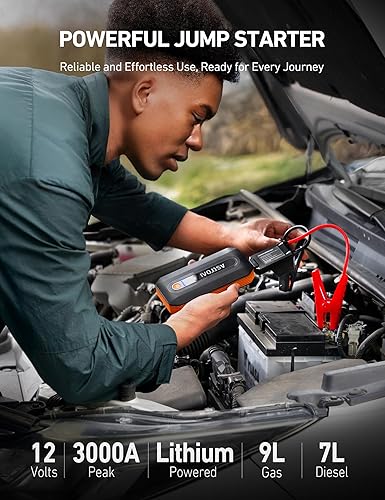 Miniatura 2 de AstroAI Arrancador de batería de coche B8 3000A, batería de arranque de 12 V (hasta 9.0 L de gasolina y motor diesel de 7.0 L), caja de salto