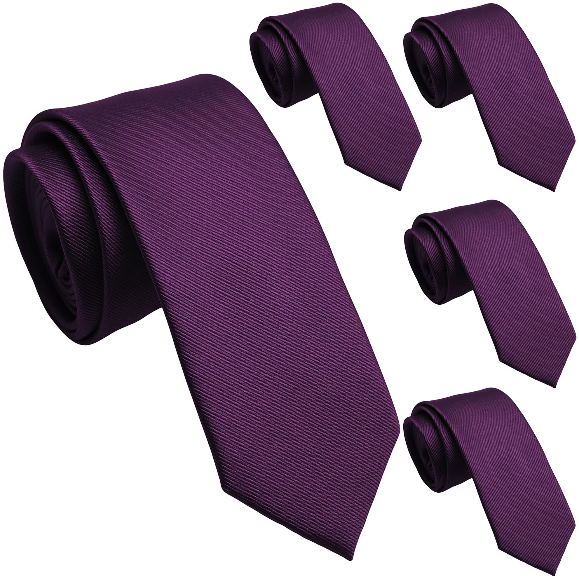 Skinny Ties for Men, 2.5-Inch Slim Neckties, Solid Color Packs