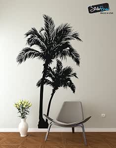 Stickerbrand Palm Tree Wall Decal - 6ft Tall Tropical Vinyl Sticker | Removable Peel And Stick Wall Art For Home