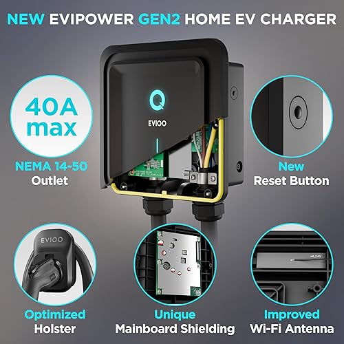 Miniatura 10 de EVIQO Cargador EV de nivel 2  Cargadores inteligentes para vehículos eléctricos  EVSE doméstico de 48 amperios  Cargador de 240 V EV nivel 2