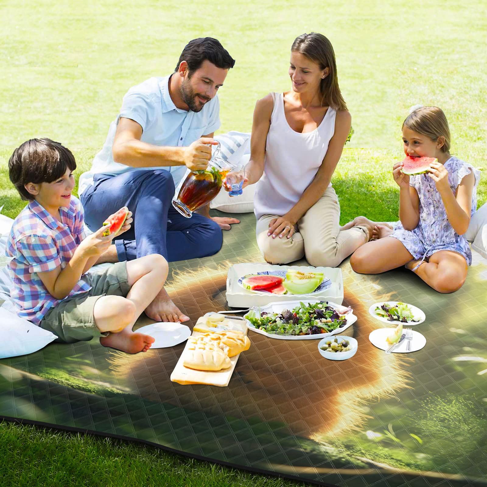 Lindo pequeño monstruo verde manta al aire libre para picnic, mantas de picnic Oxford, tapetes al aire libre para acampar