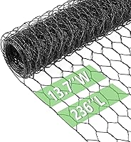 Vista 1 de Malla de gallinero de 13.7 pulgadas x 236 pulgadas, red de alambre para aves, malla hexagonal galvanizada, cerca barrera de jardín para cercado