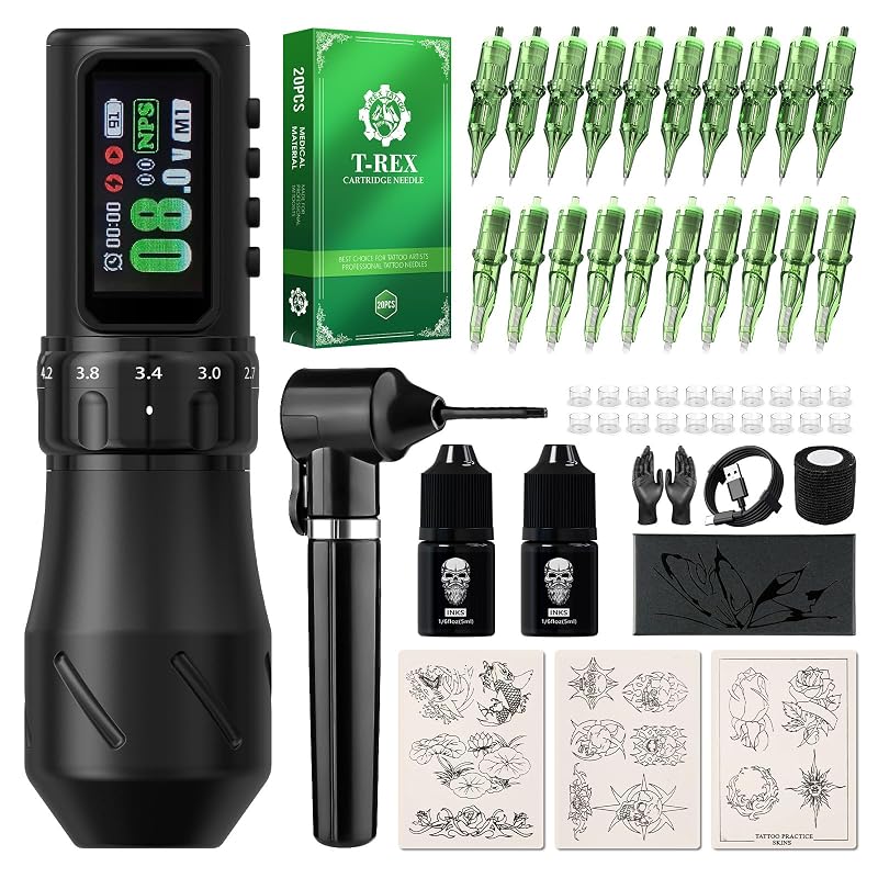 U-REX Kit para Tatuagem com Máquina Pen Sem Fio C1, Bateria de 2200 mAh e Acessórios