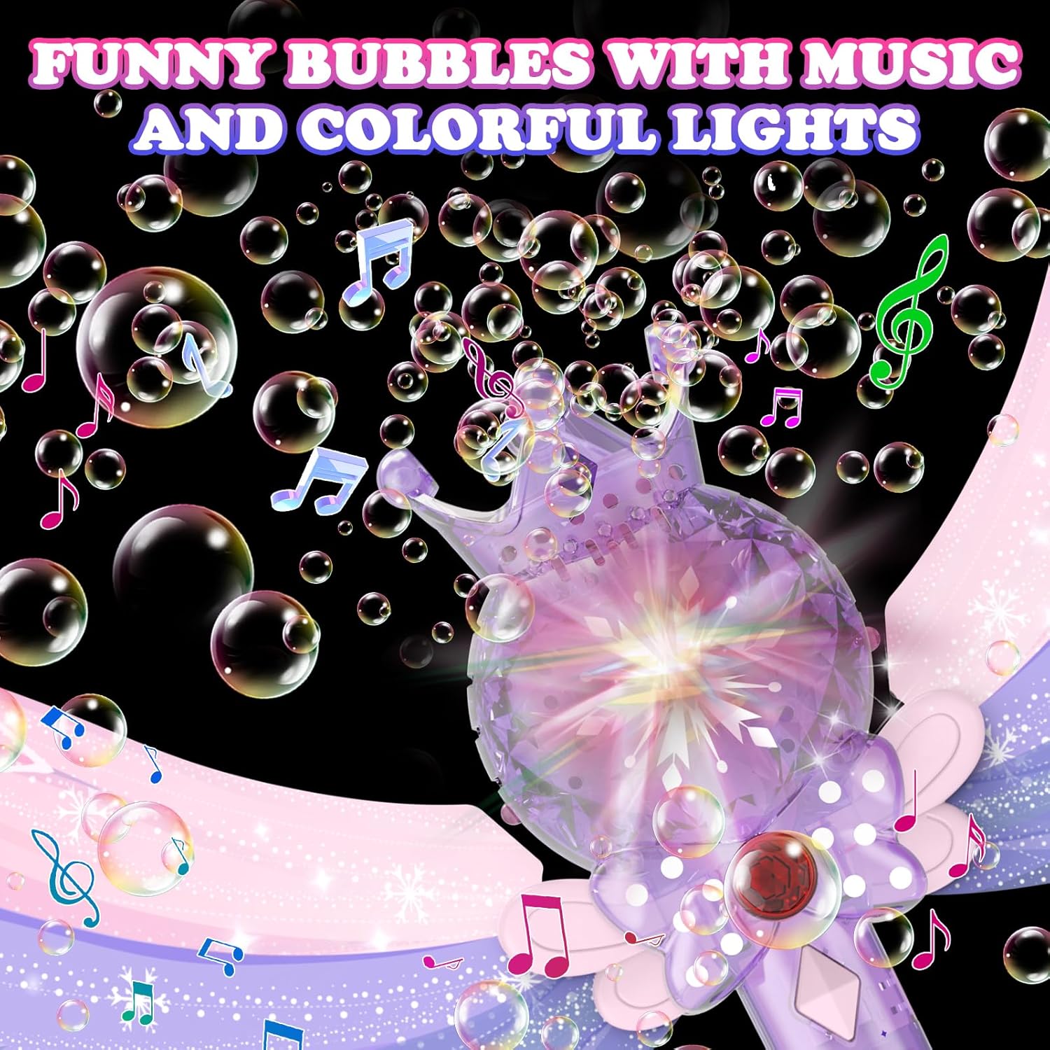 Princess Bubble Wand,Rechargeable Bubble Machine for Kids,Light Up & Music Bubble Maker,Bubble Blower,Outdoor Halloween Party Birthday Bubble Toy for Toddlers,Gift for Girls Age 3 4 5 6 7 8 Years Old.