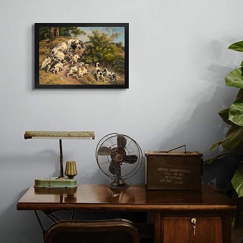 Miniatura 4 de The First Lesson A Setter & Her Six Pups de Edmund Henry Osthaus Póster enmarcado para decoración de pared, arte de pared  Obra de arte fina para el