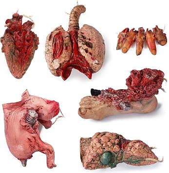 Lansian Scary Halloween Party Decorations, Realistic Haunted House Decor | Zombie Vampire Crime Scene Bloody Decorations, Creepy Carnival Props Bloody Props, 6Pcs Fake Dead Body Parts Fingers