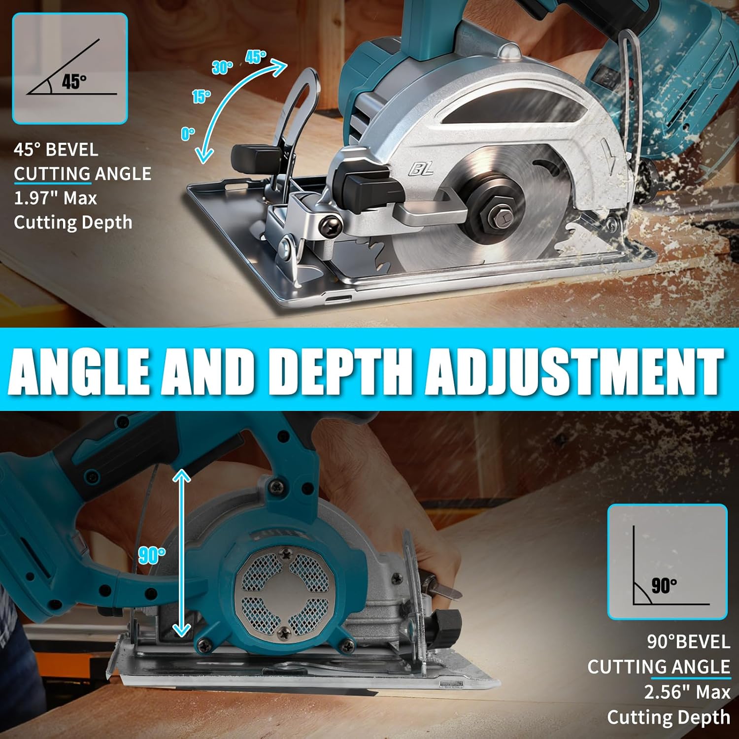 5-inch Brushless Cordless Circular Saw Brushless Compact Tile Saw 6500 RPM High-Speed Cutting, with TCT Blade, Wrenches, Calipers, Safety Goggles Fit for Deep Cutting, Wood, Tile, Metal, (Not Battery)