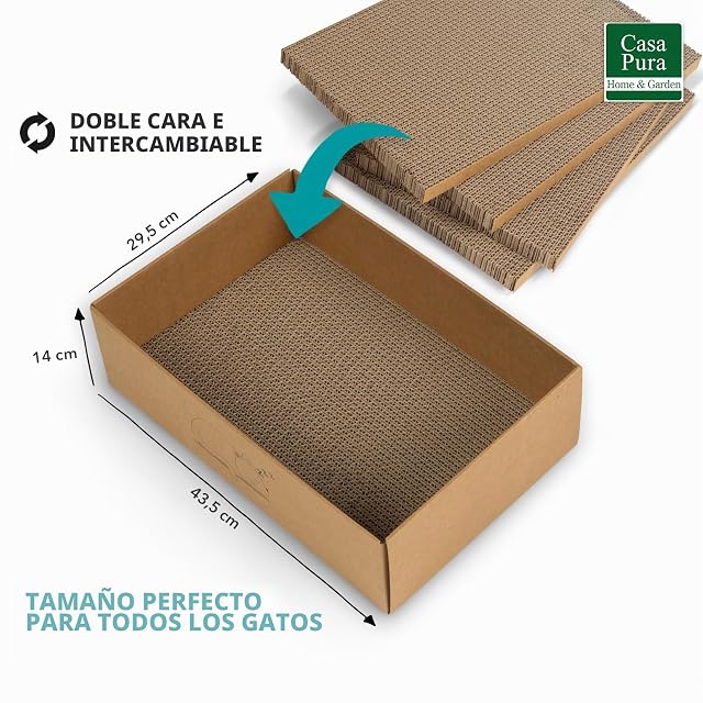 Foto 3 de 7 de casa pura Caja para rascar gatos Tiger con 5 tablas para rascar, 43,5 x 29,5 x 14 cm