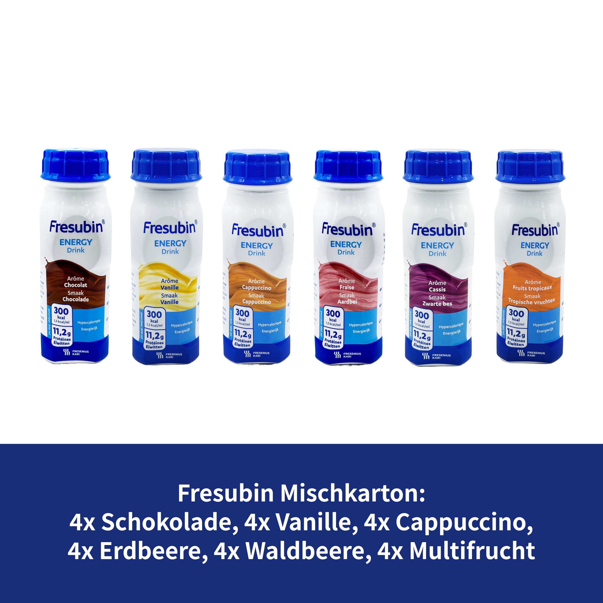 Fresubin Energy Drink Mischkarton Hochkalorische Trinknahrung 300 kcal 200 ml 24er Pack 6 Geschmacksrichtungen
