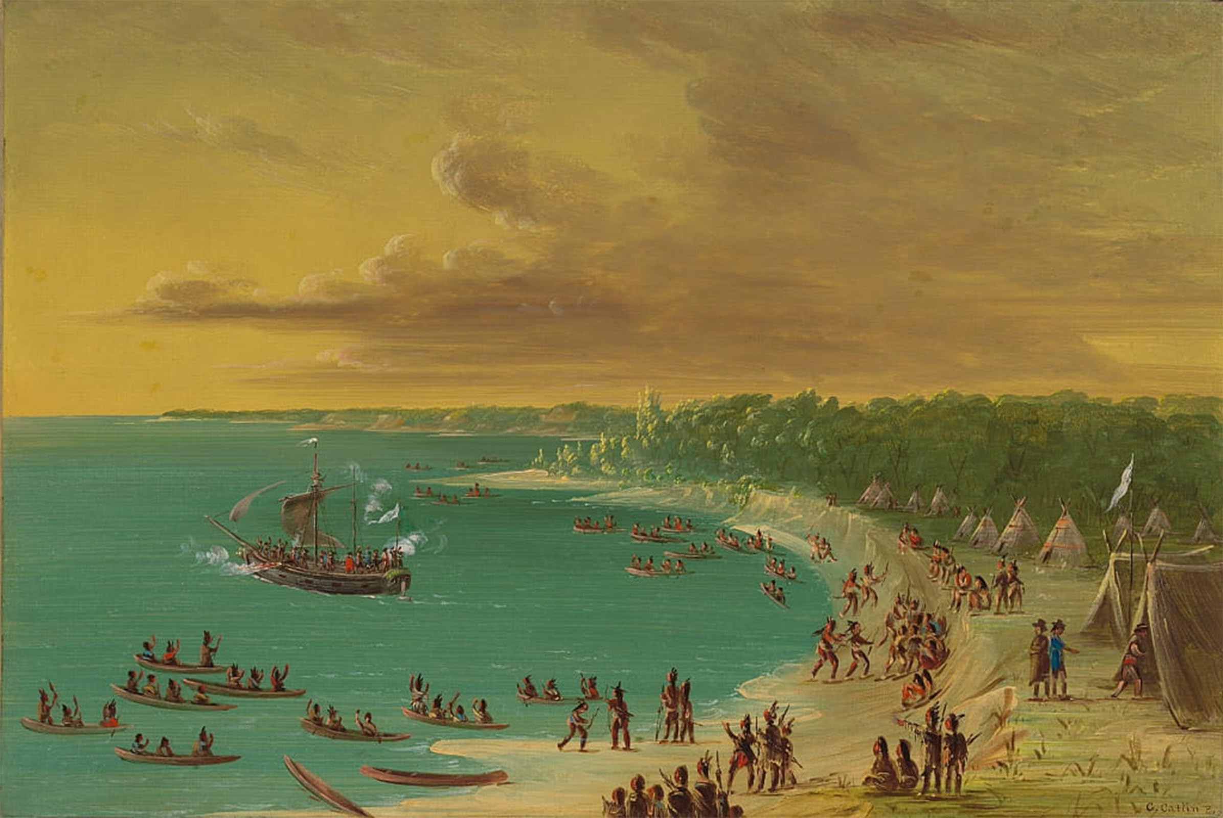 Tableau lac Érié George Catlin impression d'art mural de qualité supérieure