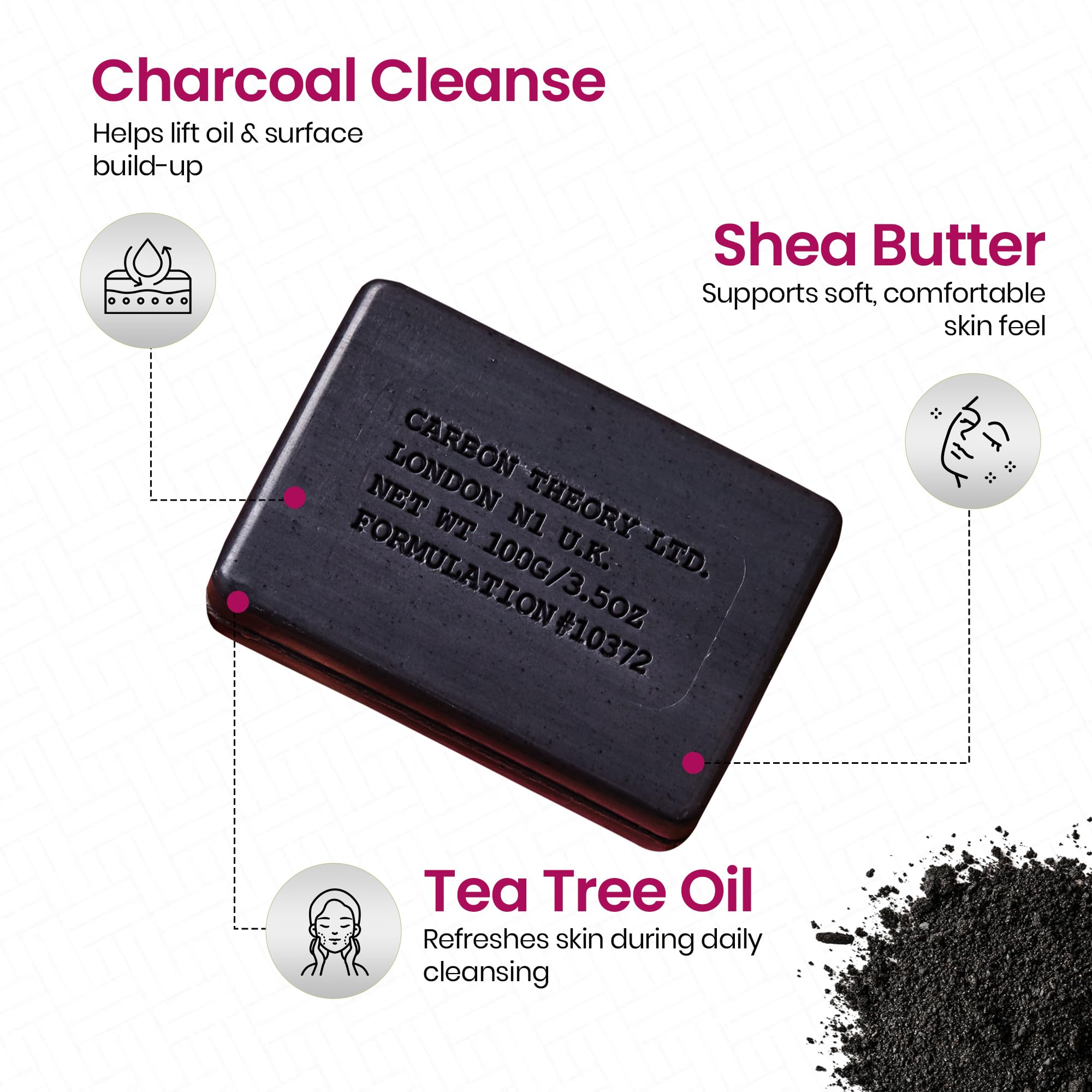 Carbon Theory Anti-Breakout Face Cleansing Bar 100g | Shea Butter Enriched Soap Bar for Oily Skin that Removes Impurities, Hydrates and Helps Regulate Excess Oils.