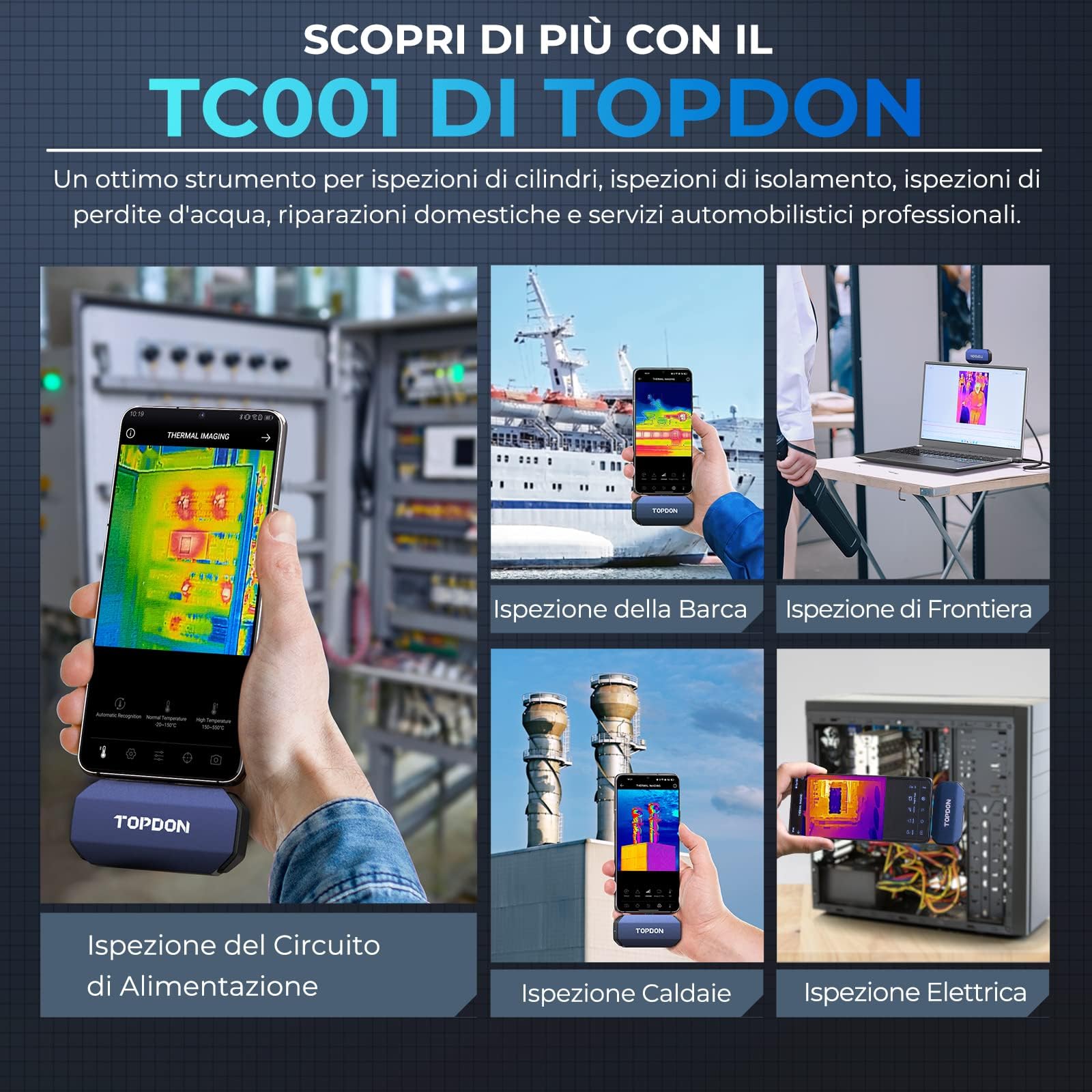 TOPDON TC001 Termocamera Professionale per Android, 512x384 TISR ad Altissima Risoluzione, Campo di Misura della Temperatura -20℃ a 550℃, Precisione 0.1℃