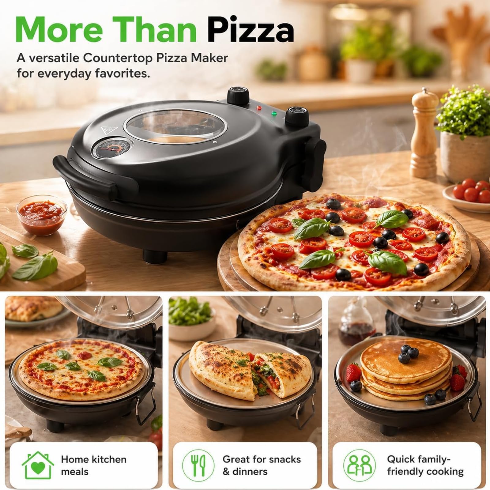 Forno per Pizza Elettrico con Pietra in Ceramica Antiaderente da 31CM