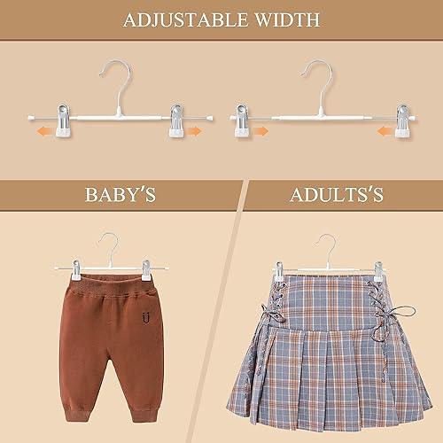 Miniatura 3 de Perchas para pantalones con clips, paquete de 10 perchas ajustables para falda para mujer, perchas antideslizantes para pantalones de mezclilla,