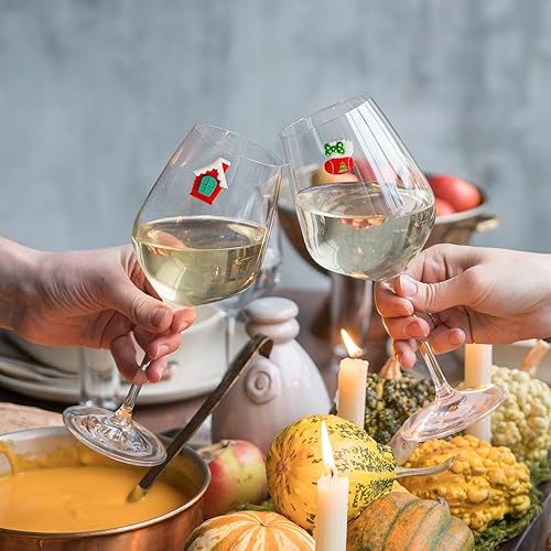 Miniatura 2 de Christmas Gnome Wine Glass Charms - Magnetic Markers to Identify Stemless or Stemmed Glasses - Fun Set of 6 by Simply Charmed