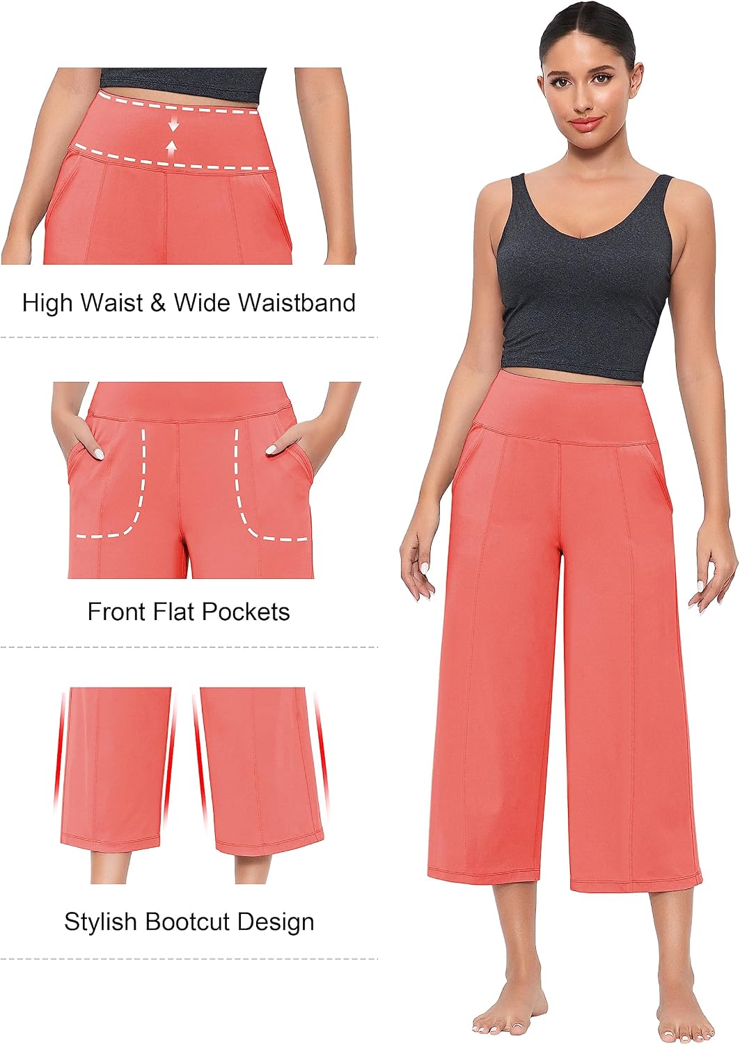 BUBBLELIME Women's Bootleg Yoga Capris Pants High Waist Workout Lounge Flare Crop Pants with Pockets