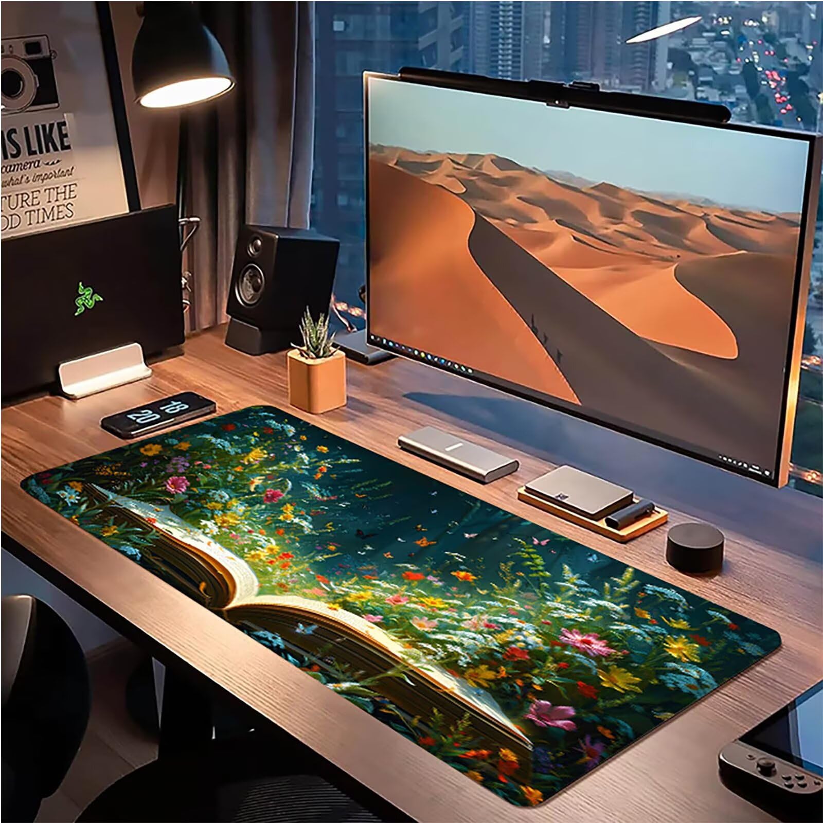 Tappetino Mouse XXL 1500 x 800 mm, Tappetino Mouse Fiore, Gaming Mousepad Migliorare la Velocità e la Precisione, Mouse Pad con Base in Gomma Antiscivolo, Ufficio Accessori Gaming, Grigio 6-1776