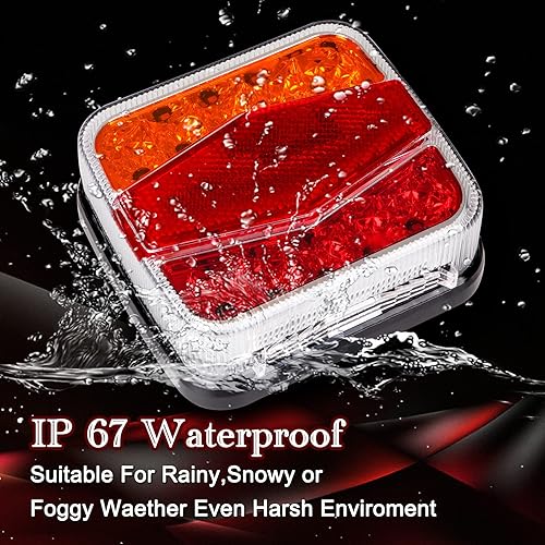 Miniatura 4 de Danhonwin Kit de luces LED de remolque para remolque, placa magnética inalámbrica, batería indicadora de parada de freno, luz de matrícula