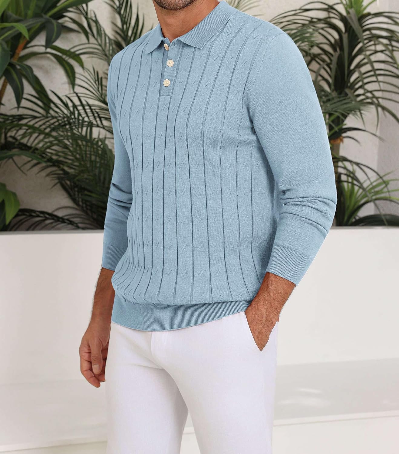Lexiart Men's Knit Sweater Long Sleeve Textured Warm Casual - Image 5