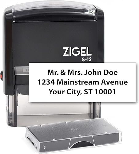 Miniatura 6 de ZIGEL - Sello de dirección de retorno personalizado, sello de goma autoentintado, 1 línea, elige entre 15 colores de tinta