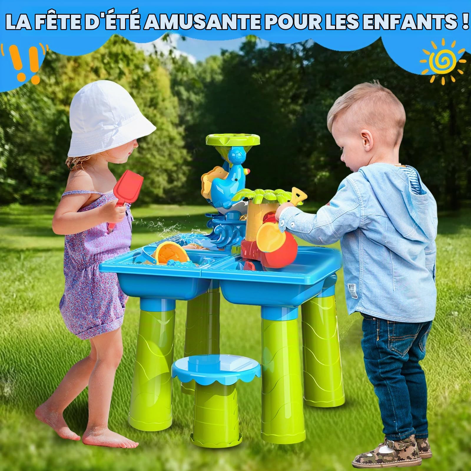 Diealles Shine Table Eau Sable, Multifonctionnel Table Eau Enfant Exterieur, Table de Jeux Exterieur Enfant de 1 2 3 4 Ans