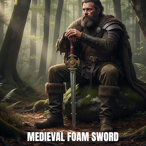 Miniatura 6 de Rite Edge Espada de espuma medieval de 35.5 pulgadas, espada templaria de caballeros para cosplay, LARP, Halloween y práctica, espadas de espuma de