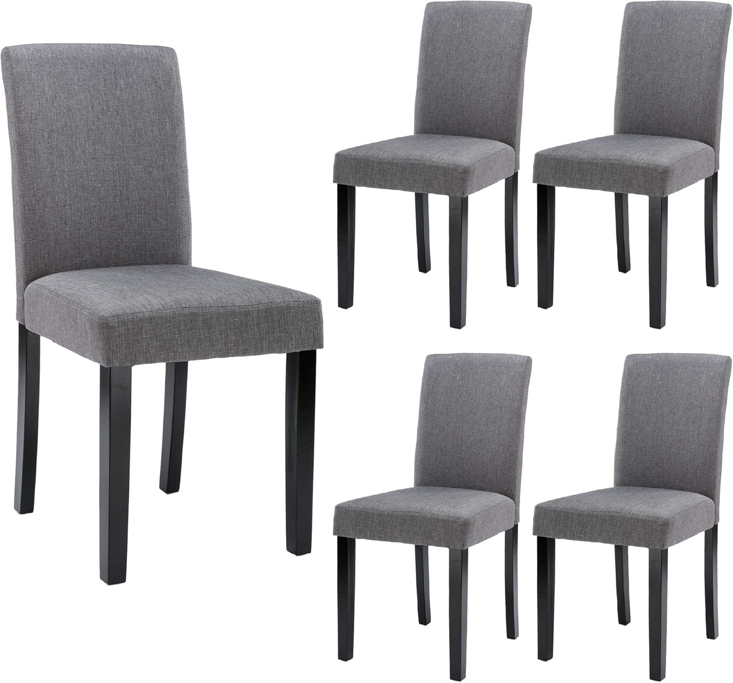 Dining Chair PU Leather Living Room Chair Modern Kitchen Armless Side Black Chair with Solid Wood Legs(Set of 4) Black - Chairs