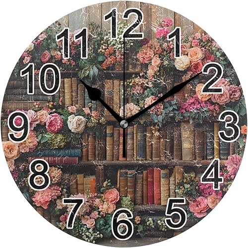 Vista 41 de Reloj de pared de hojas de eucalipto verde, reloj de cocina silencioso sin tictac, reloj decorativo grande de 25 cm, funciona con batería, para B442