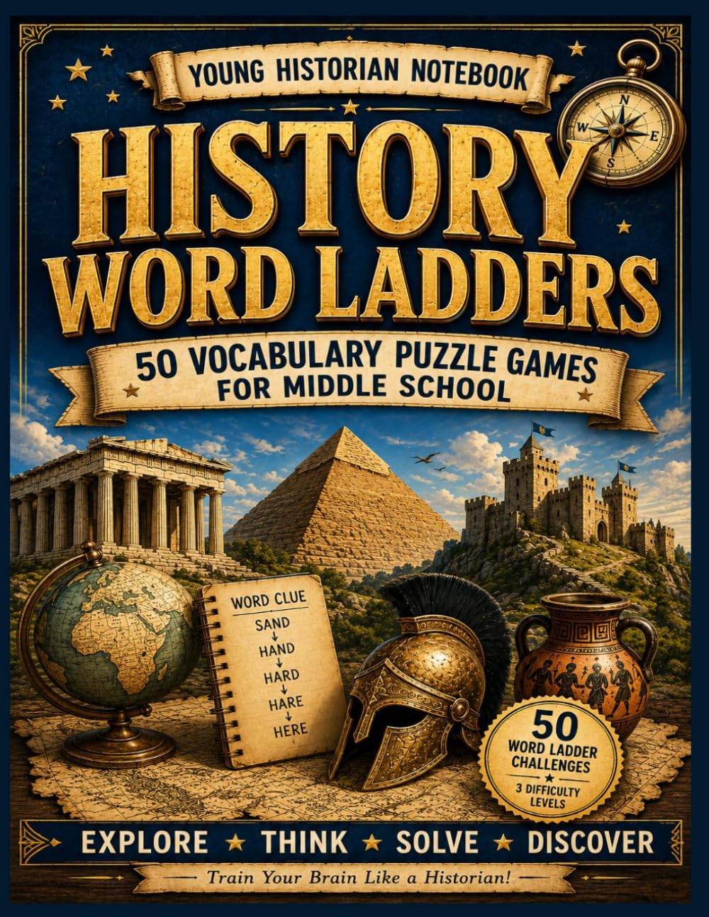 History Word Ladders: 50 Vocabulary Puzzle Games for Middle School: Reading, Spelling, Phonetic Skills, and Logic Activities (The Word Ladder Vault)