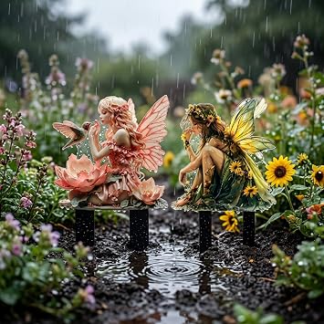 2 PCS Fairies for Fairy Gardens, Fairies for Fairy Gardens 2D Acrylic, 2 piece Set, Ideal for Enthusiasts of Home & Outdoor Fairy themed Decor