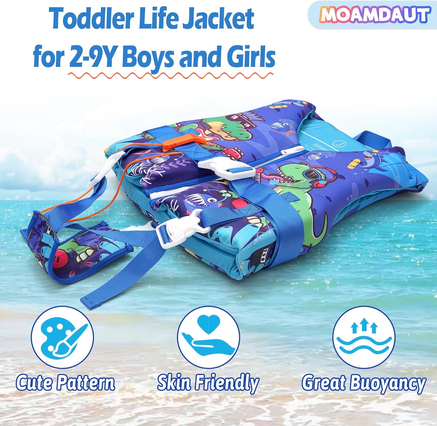 Toddler Swim Vest with Adjustable Strap for 22-30-40-50-90lbs Boys Girls Swimming Aids for 1-9+ Years Toddlers Kids Float Jacket Suit for Swim Sea Beach Water Pool