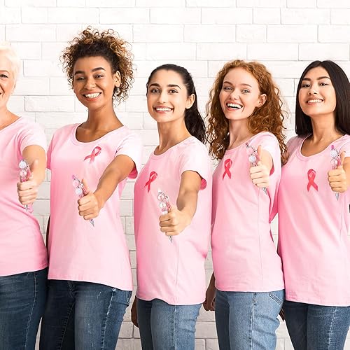 Miniatura 3 de Tatuo 24 juegos de bolígrafos con cuentas para concientización sobre el cáncer de mama, cinta rosa, bolígrafo de cuentas de plástico para