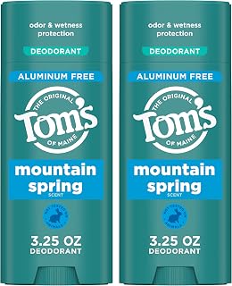 Tom's of Maine Mountain Spring Natural Aluminum-Free Deodorant for Men & Women, 3.25 oz 2-Pack