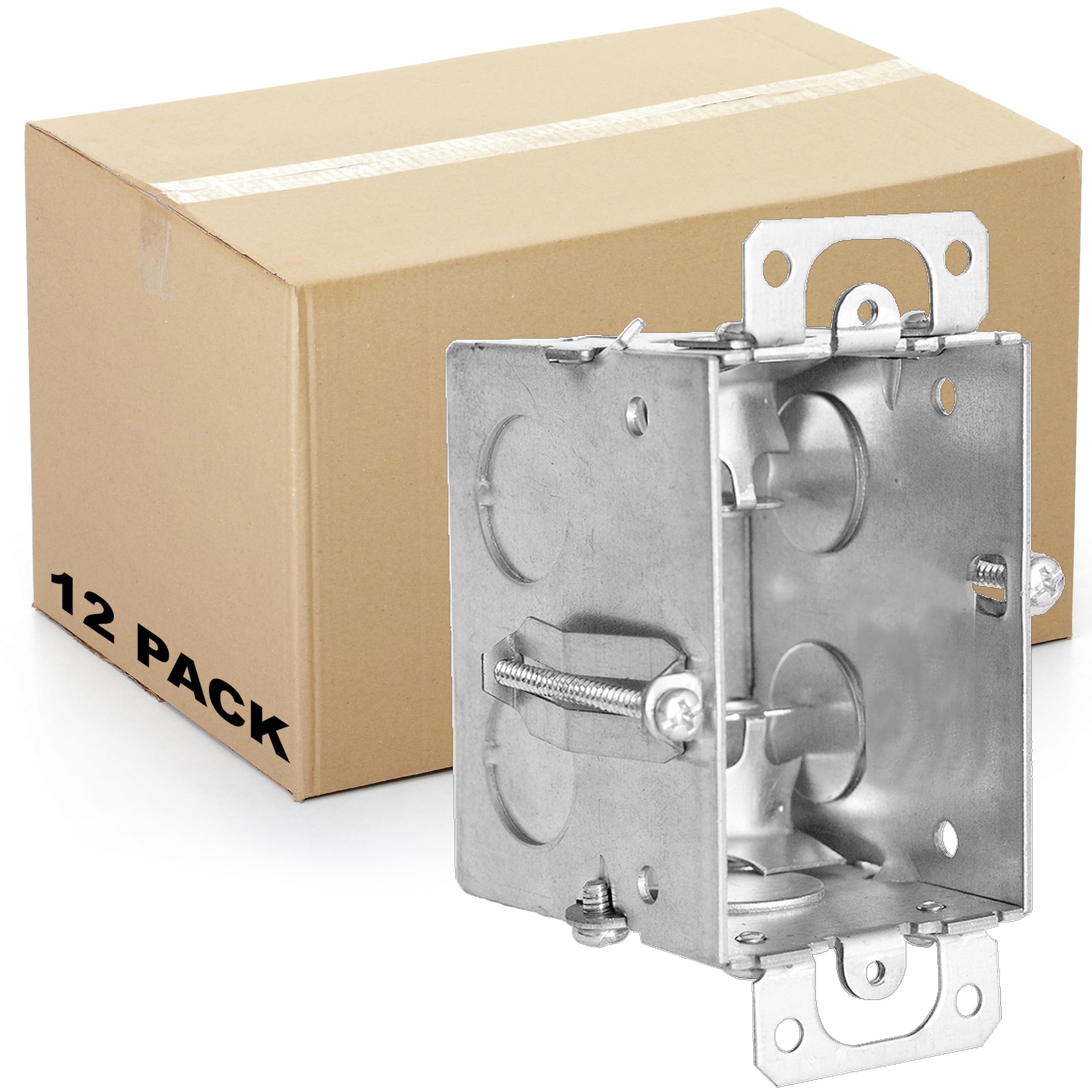 1-Gang Gangable Steel Switch Box, 2-1/2" Deep, 12.5 Cu. in., 4 MC Clamps — Amazon image 10