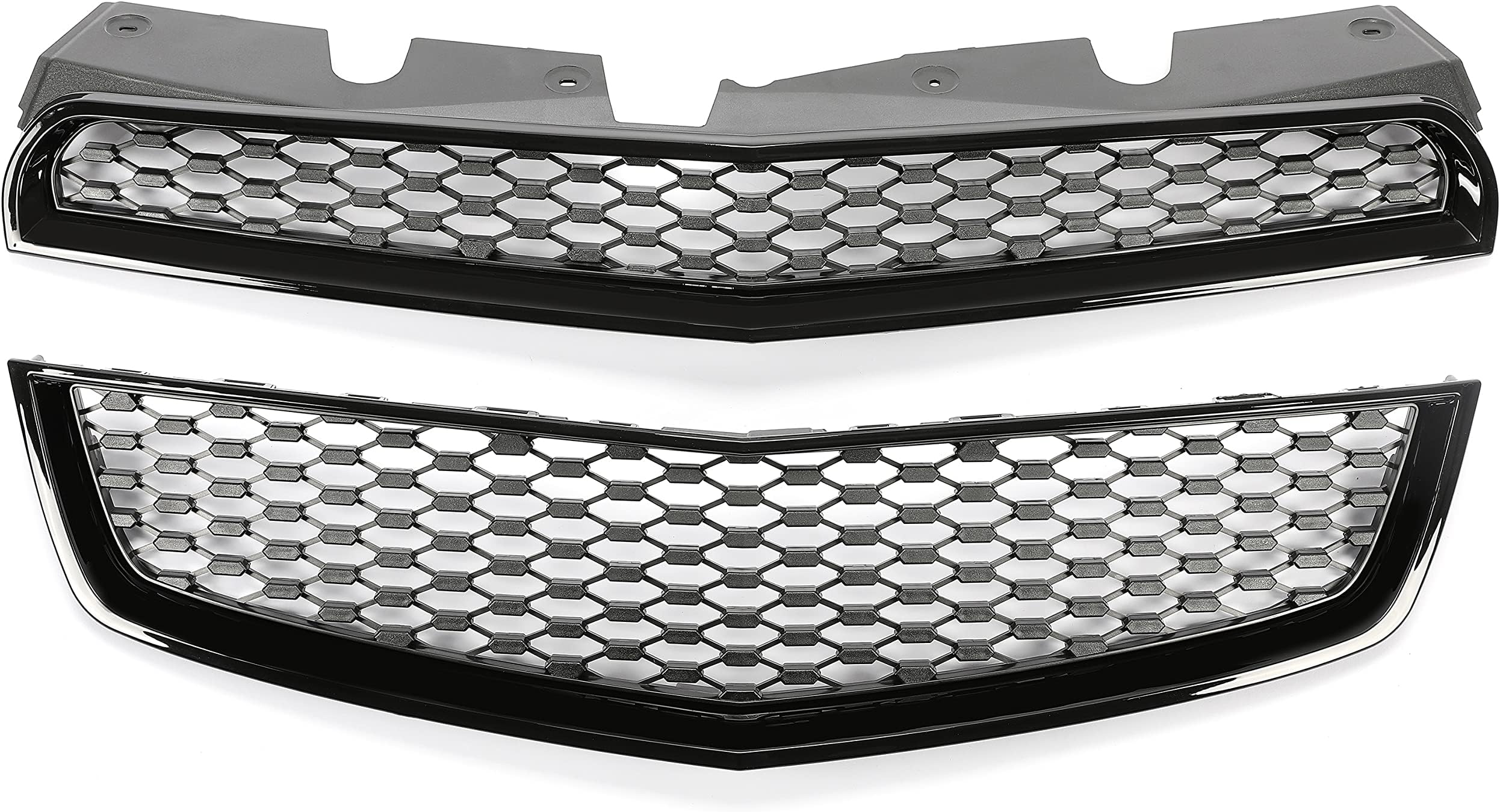 KUAFU Upper & Lower Grill Compatible with 2010-2015 Chevy Chevrolet Equinox GM1200622 25798744 GM1200621 25798747 Front Bumper Mesh Hood Grille Black