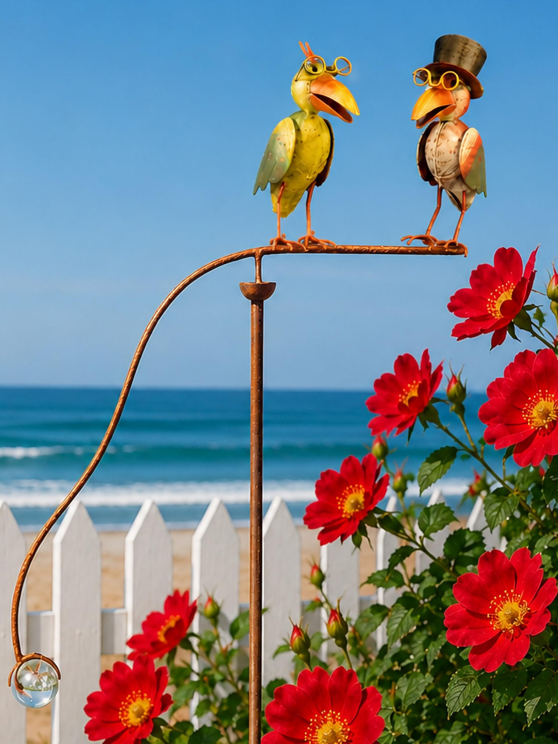 Pommerntraum ®| Windspiel Gartenpendel Metallwindspiel Vogel Vögel Raben | Vogelwippe Gartenwippe Vögelchen Rabenstecker Vogelwindspiel Gartenstecker Gartendeko Terrassendeko PROF. DR. RABE + GATTIN