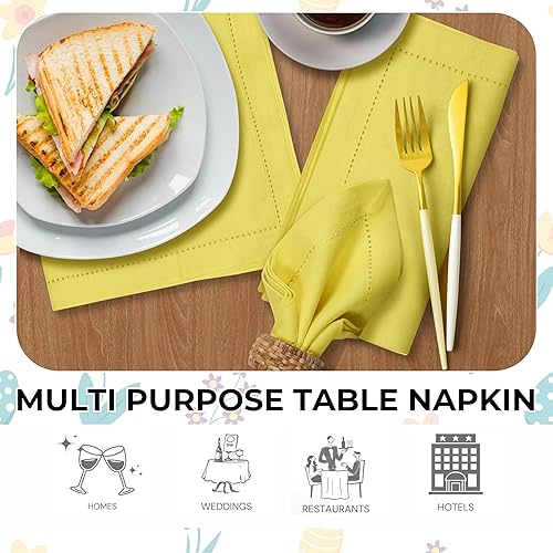 Miniatura 265 de Servilletas de lino y algodón de 18 x 18 pulgadas natural con vainica, servilletas de boda, servilletas de cóctel, servilletas de tela, servilletas