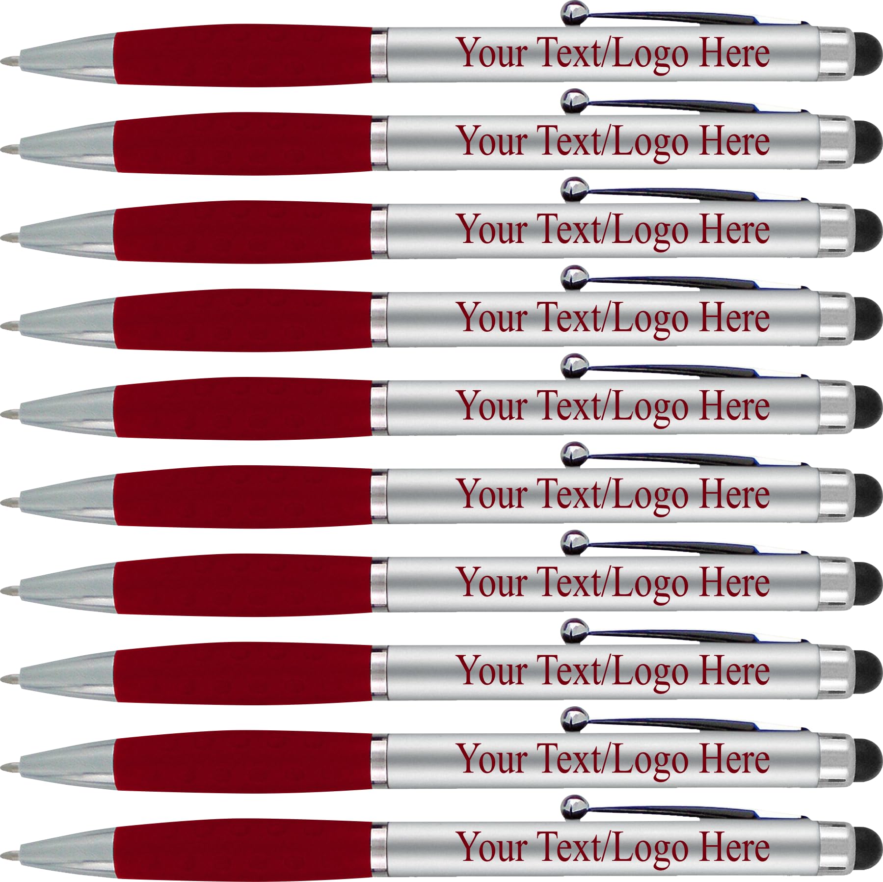 Personalized Pens With your Custom Logo or Text-300 Pack Bulk-for Businesses, Parties, and Events, 2 in 1 Ballpoint Pen & Capacitive Stylus Compatible
