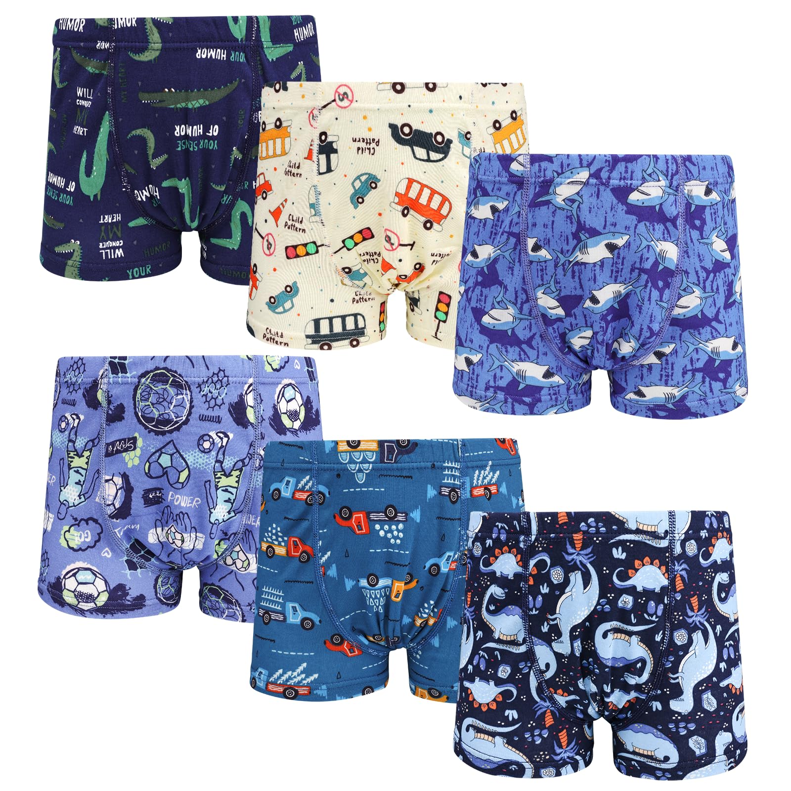 MooMoo Baby Boys Boxer Briefs 6-Pack Toddler Cotton Underwear Soft Breathable Kids Undies