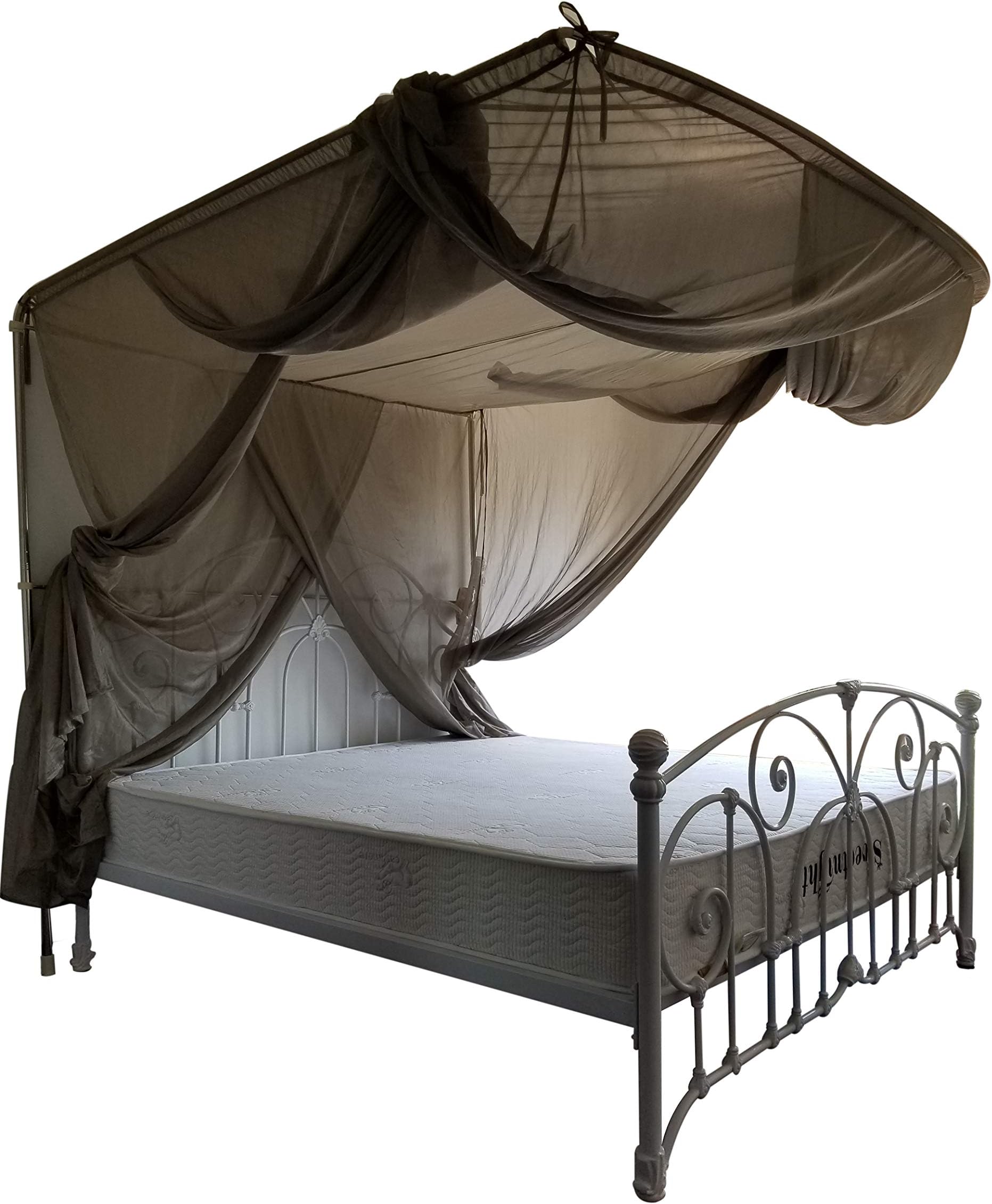 LVFEIER High Radiation Protection/EMF Blocking/WiFi Radiation Shield Bed Canopy (Twin) 82.778.763 INCHES Anti-Mosquito Insomnia Relief Swiss Retractable Canopy (Stainless Steel Bracket)