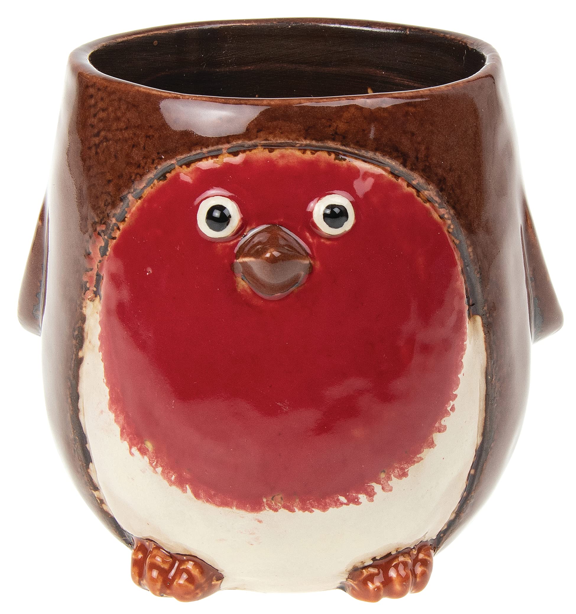 Shudehill Giftware Multicolor Village Pottery Indoor Outdoor Robin Planter Red (Small)