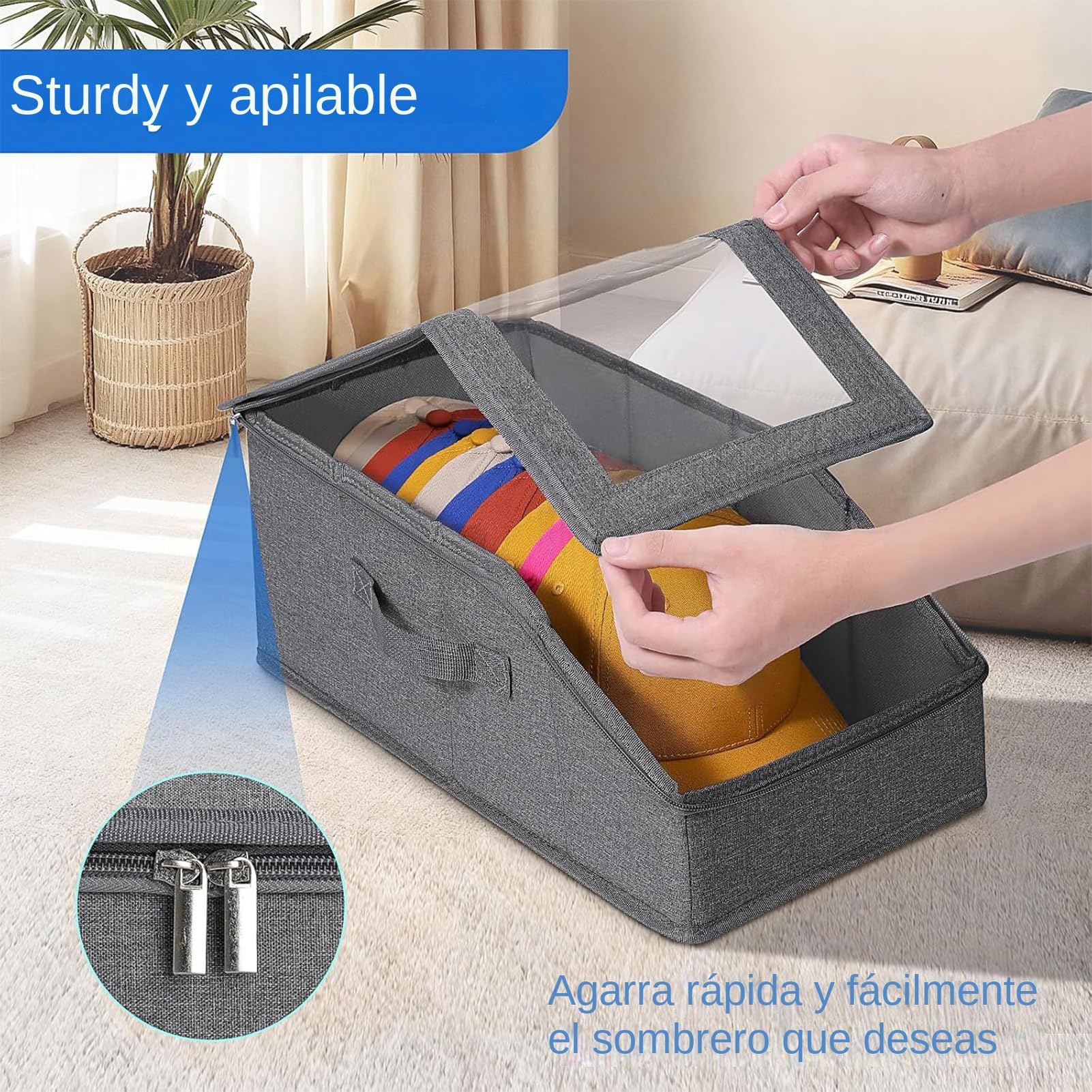 Genérico Organiseur de chapeaux - Grande trousse de 2 pièces anti-poussière avec grande capacité | Capacité pour 28 chapeaux pour armoire, chambre, salon, armoire, vêtements et